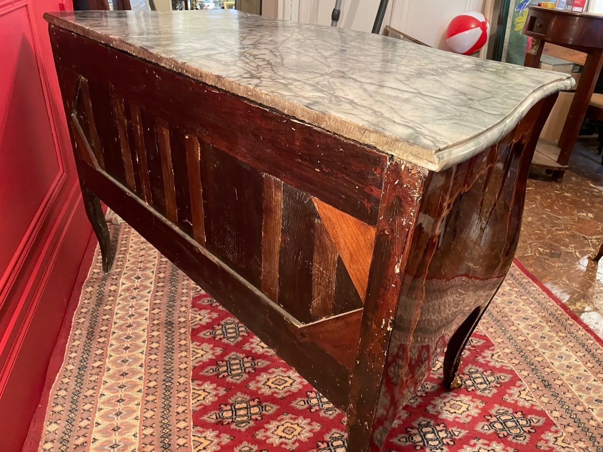 Commode D’époque Louis XV En Marqueterie. -photo-5