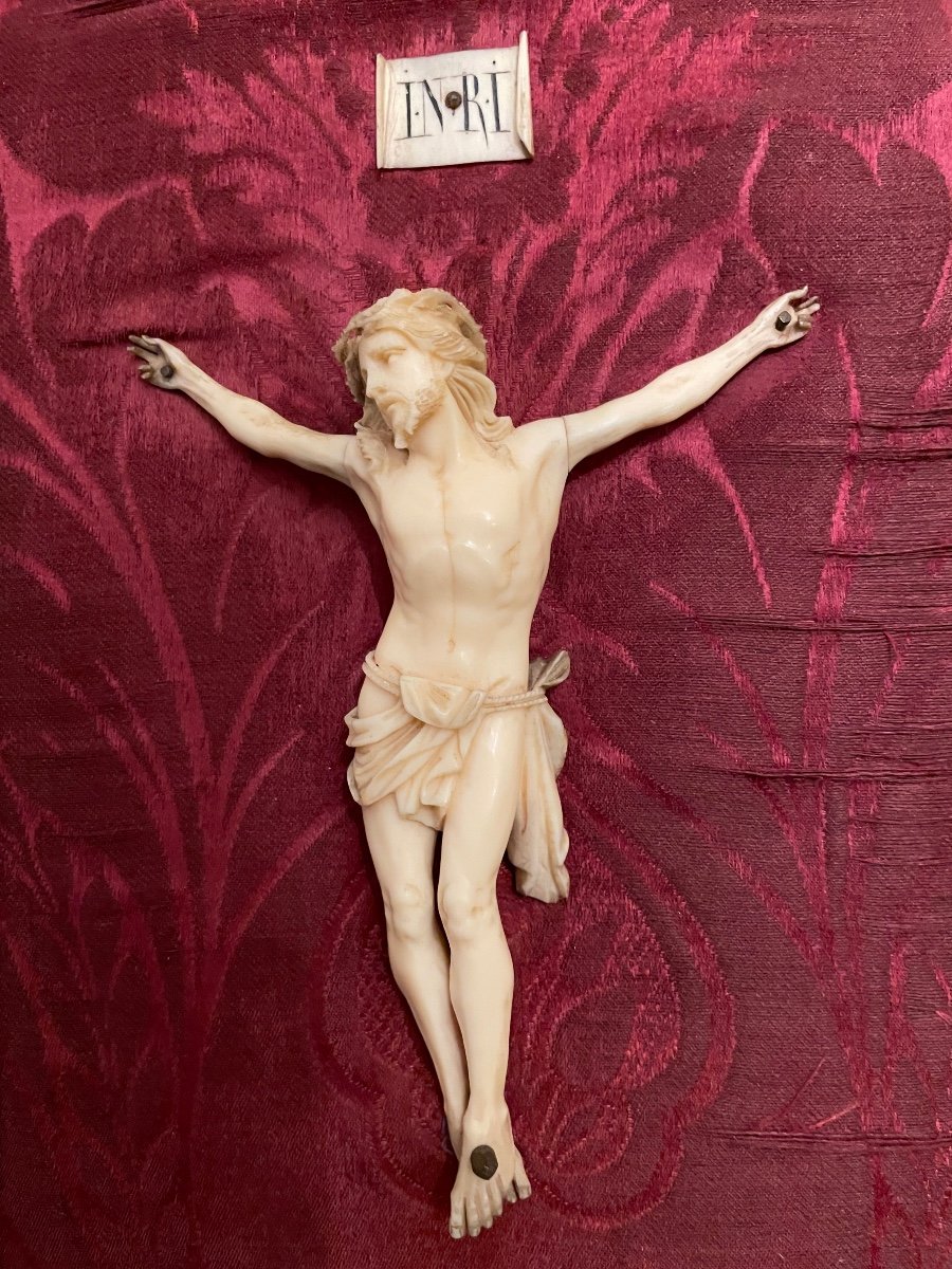 Christ En Ivoire, à La Couronne D’épines. D’époque XVIII Ème. -photo-4