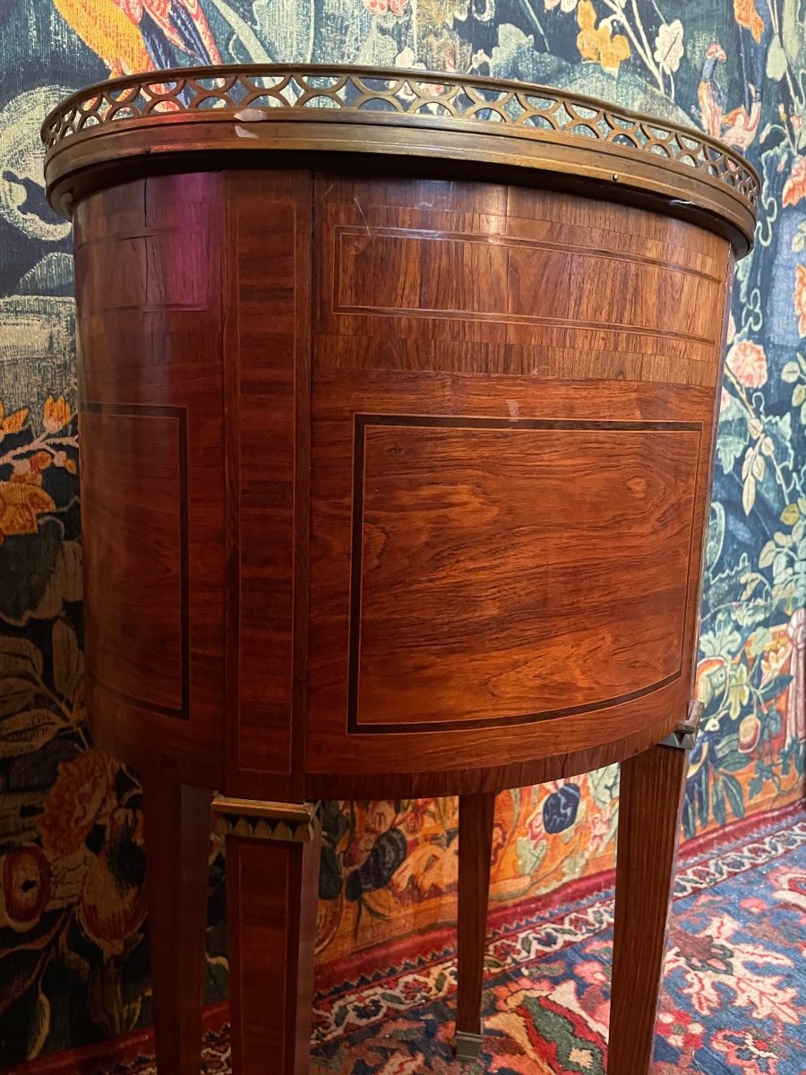 Napoleon III Period Marquetry Tambour Bedside.-photo-3