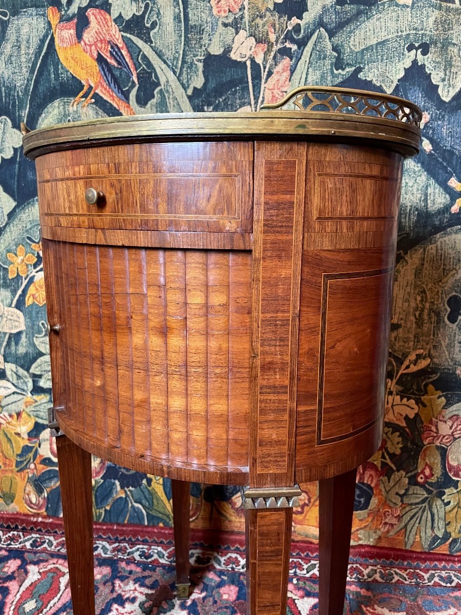 Napoleon III Period Marquetry Tambour Bedside.-photo-1