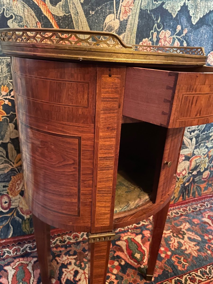 Napoleon III Period Marquetry Tambour Bedside.-photo-3