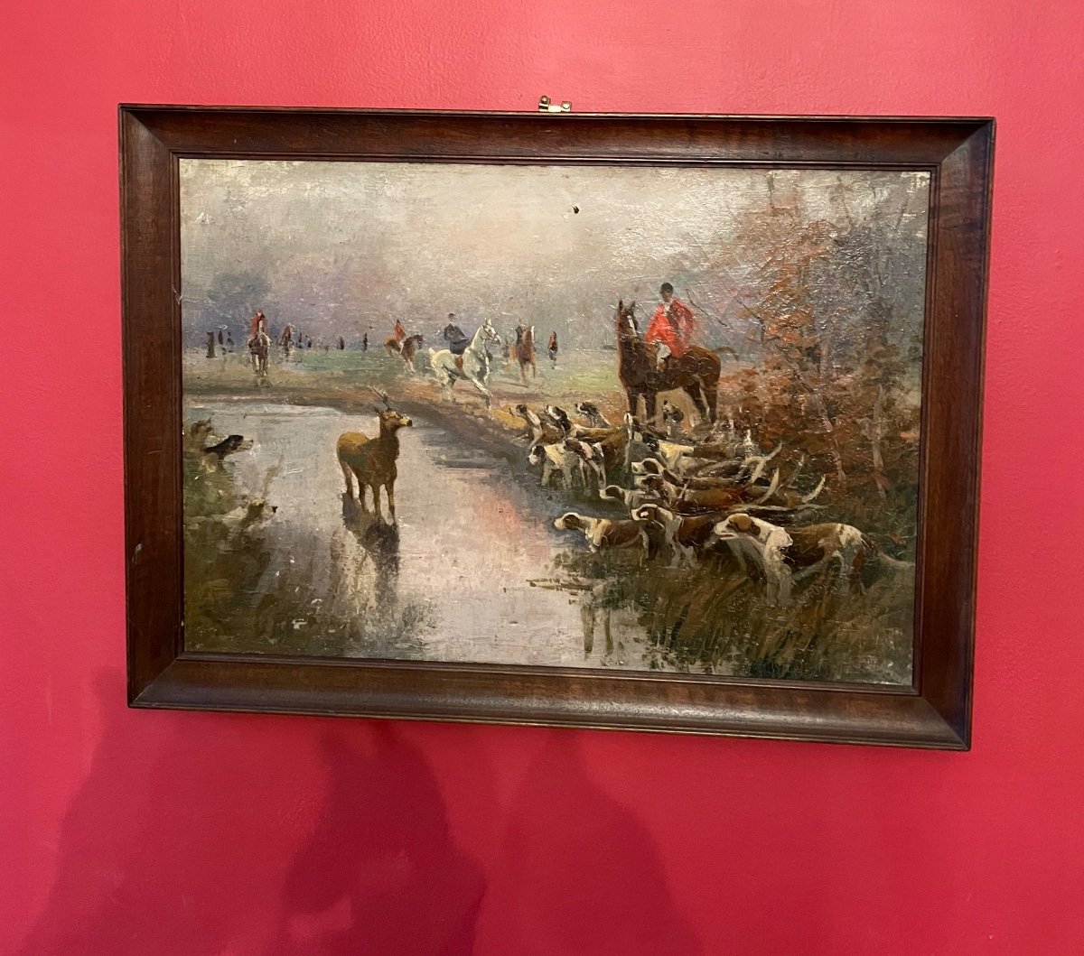 Tableau Chasse à Courre « l’hallali » Huile Sur Toile 
