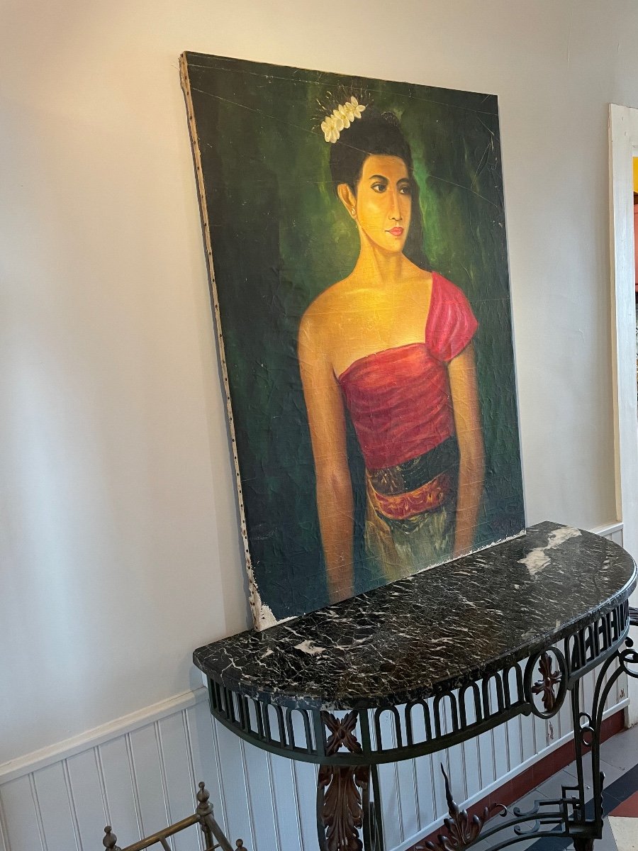 Raden Basoeki Abdullah (1915-1993). "indonesian Beauty". Oil On Canvas.-photo-4