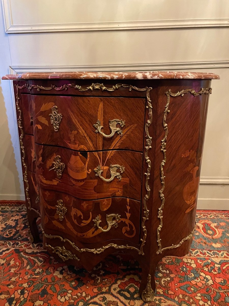 Commode D’époque Napoléon III En Marqueterie -photo-3