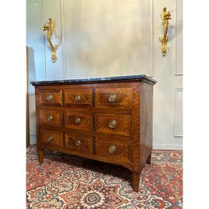 Louis XVI Commode From The XVIIIth Century, In Marquetry.