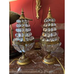 Pair Of Balloon Lamps With Tassels.