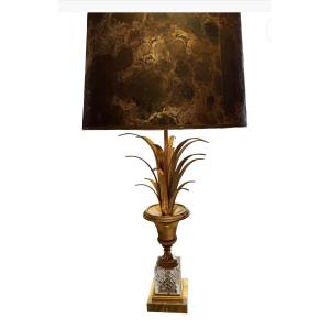 Lampe Maison Charles bronze doré et cristal. 