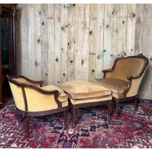 Duchesse Brisée In The Louis XVI Style In Natural Wood.