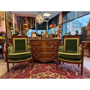 Pair Of Antique Consulat-era Wingback Chairs