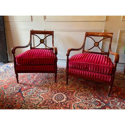 Paire De Fauteuils Maison Jansen Et Maurice Hirsch .  Années 60. 