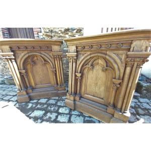Paire De Panneaux De Boisserie Néo-gothique 