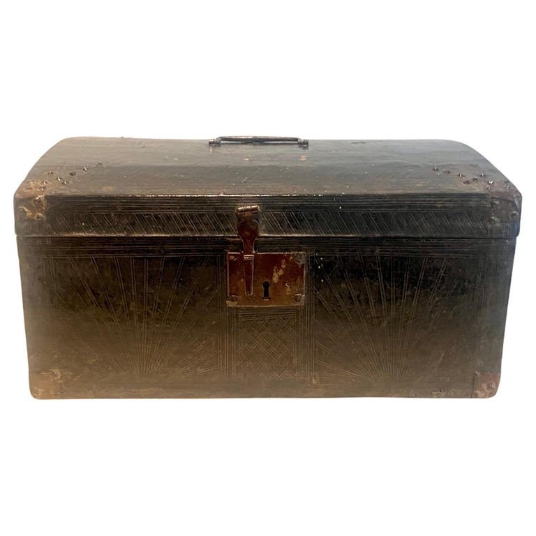 Coffret Messager d'époque Louis 14 En Bois Gainé De Cuir - Coffret- France - 17ème 18ème
