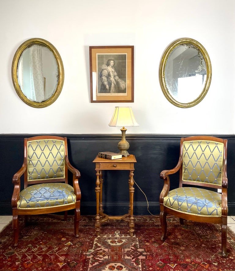 Suite De 4 Fauteuils En Acajou, époque Restauration, 19ème Siècle - France -photo-4