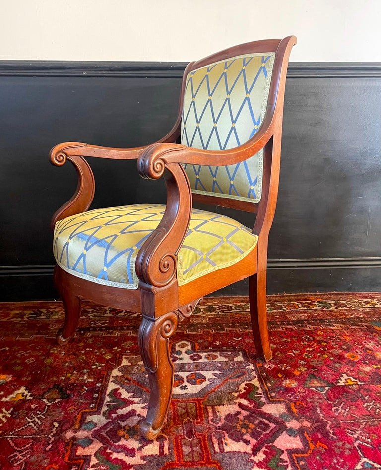 Suite De 4 Fauteuils En Acajou, époque Restauration, 19ème Siècle - France -photo-4