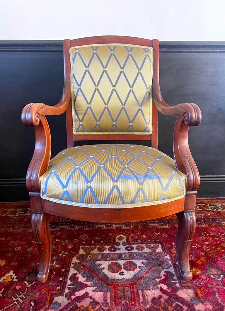 Suite De 4 Fauteuils En Acajou, époque Restauration, 19ème Siècle - France -photo-5