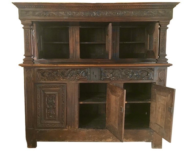 Buffet-crédence Cabinet Deux Corps Renaissance 16ème Siècle France-photo-4