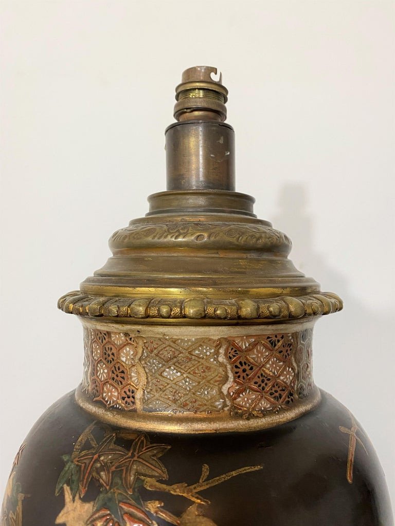 Japanese Vase In Satsuma Porcelain And Bronze Transformed Into A Lamp 19th Century-photo-3