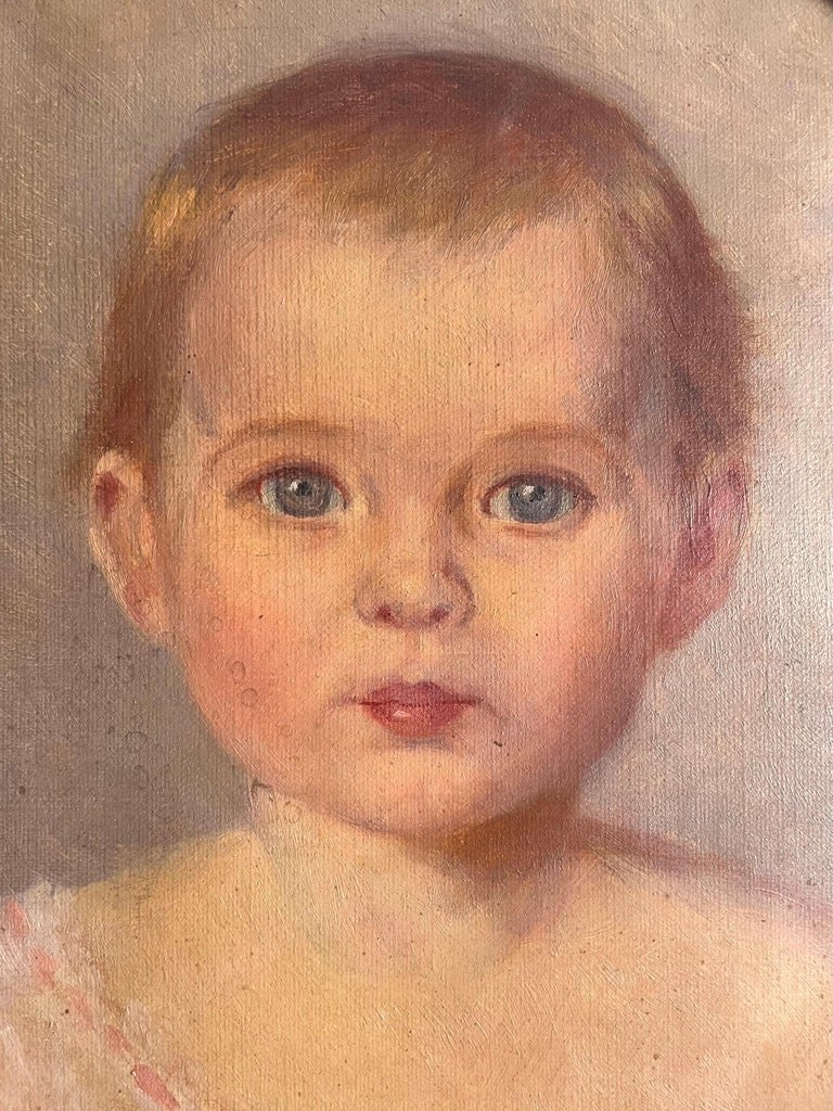 Portrait Of Baby / Young Child - Painting - Oil On Canvas Signed - Framed - France 19th-photo-3