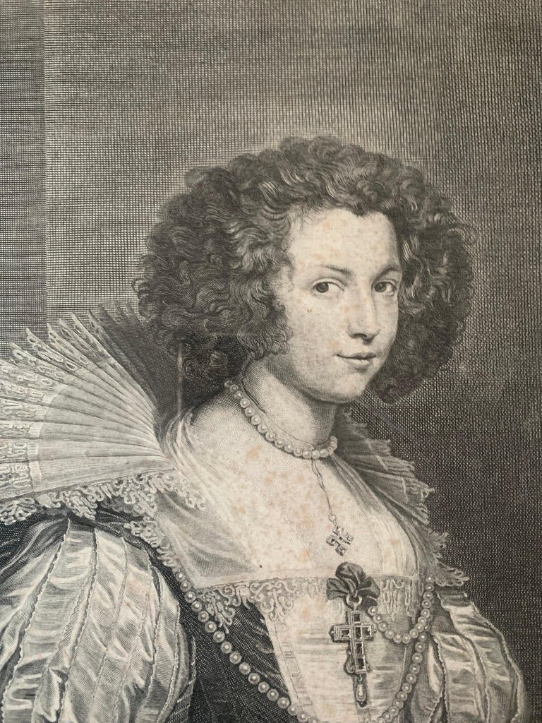 A. Van Dyck "maria Luissa De Tassis" Engraving By C. Vermeulen - 17th Century - Belgium-photo-3