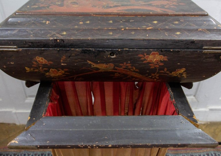 Table De Travail Laquée, Table d'Appoint, Meuble De Couture En Accordéon, 19ème Siècle France-photo-3
