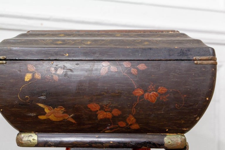 Table De Travail Laquée, Table d'Appoint, Meuble De Couture En Accordéon, 19ème Siècle France-photo-5