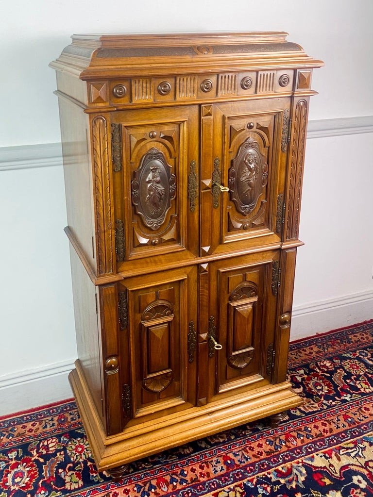 Carved English Cabinet - Renaissance - Louis Philippe Period - 19th England-photo-3