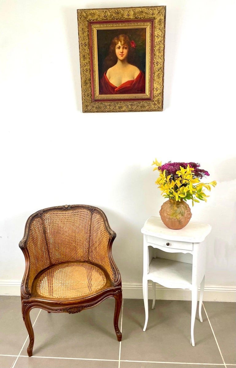 Carved And Caned Bergere Office Armchair - Louis XV Style - 19th Century France-photo-2