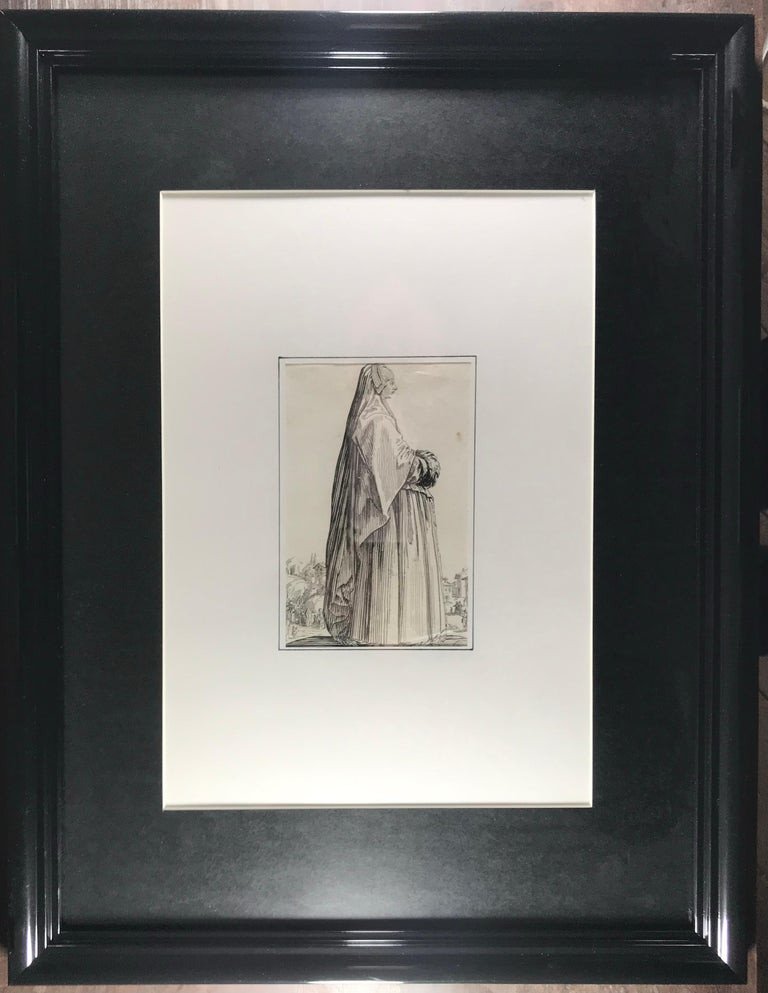 Jacques Callot - Gravure La Dame En Deuil - 17ème -photo-2