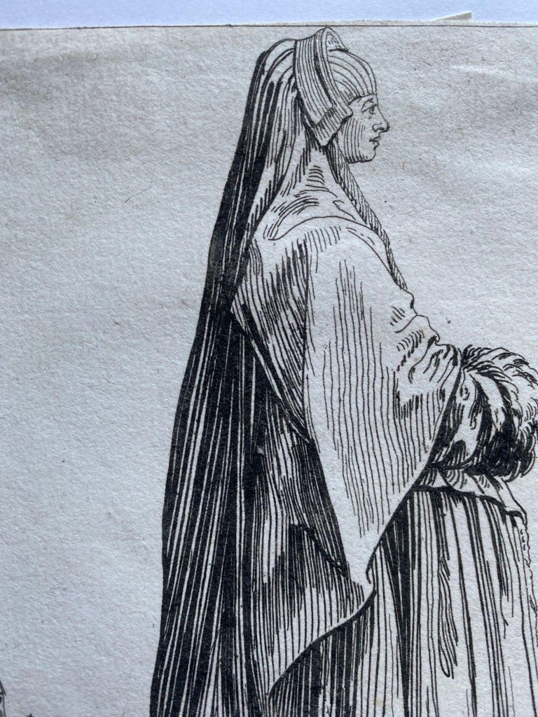 Jacques Callot - Gravure La Dame En Deuil - 17ème -photo-1