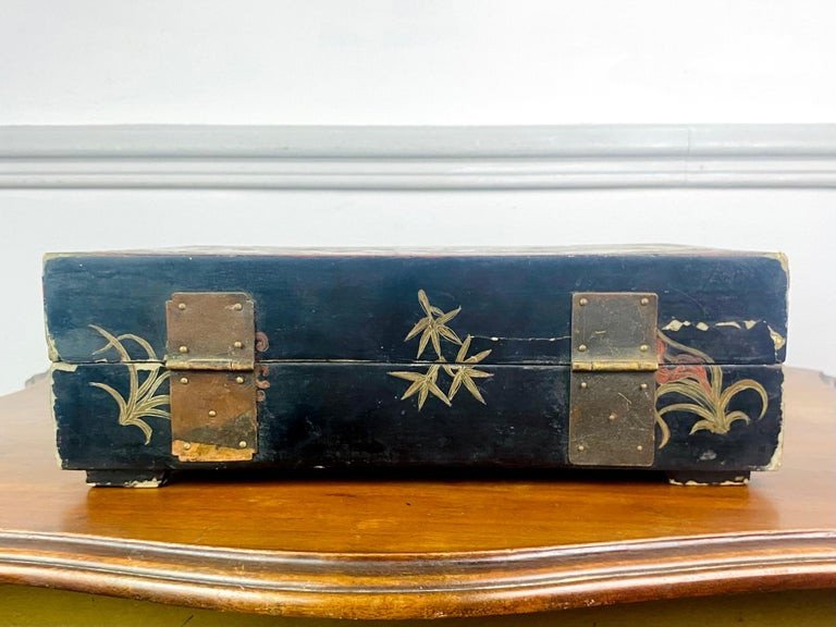 Chinese Box In Black Lacquered Wood - Imperial Dragons - Ming Wanli Period 17th-photo-2