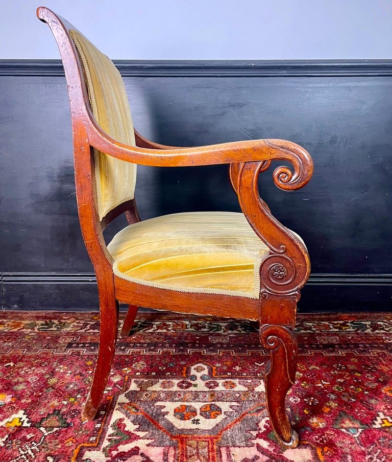 Armchair With Crosses In Carved And Molded Mahogany - Empire Period 19th France-photo-3