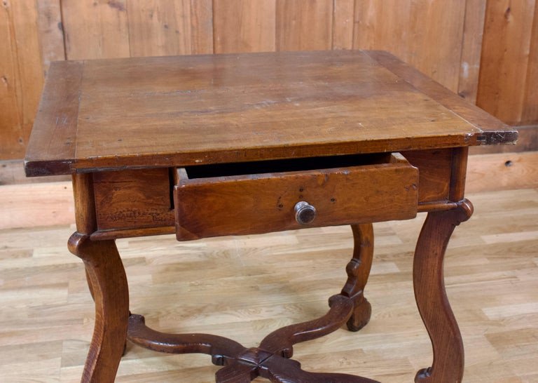 Petite Table Française "os De Mouton" En Bois Fruitier - Style Louis XIV - 19ème Siècle-photo-3