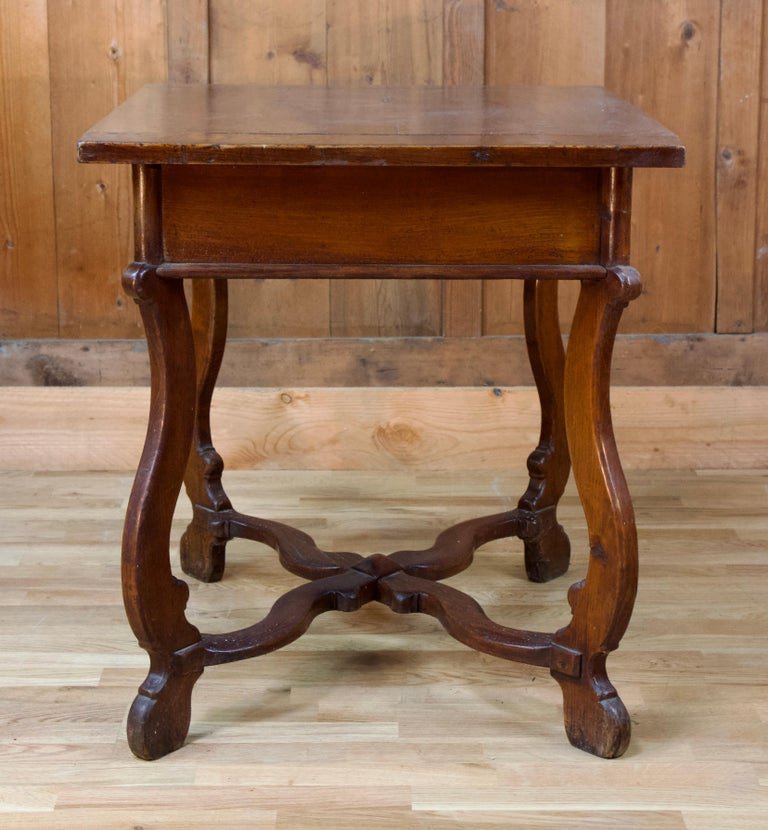 Petite Table Française "os De Mouton" En Bois Fruitier - Style Louis XIV - 19ème Siècle-photo-4