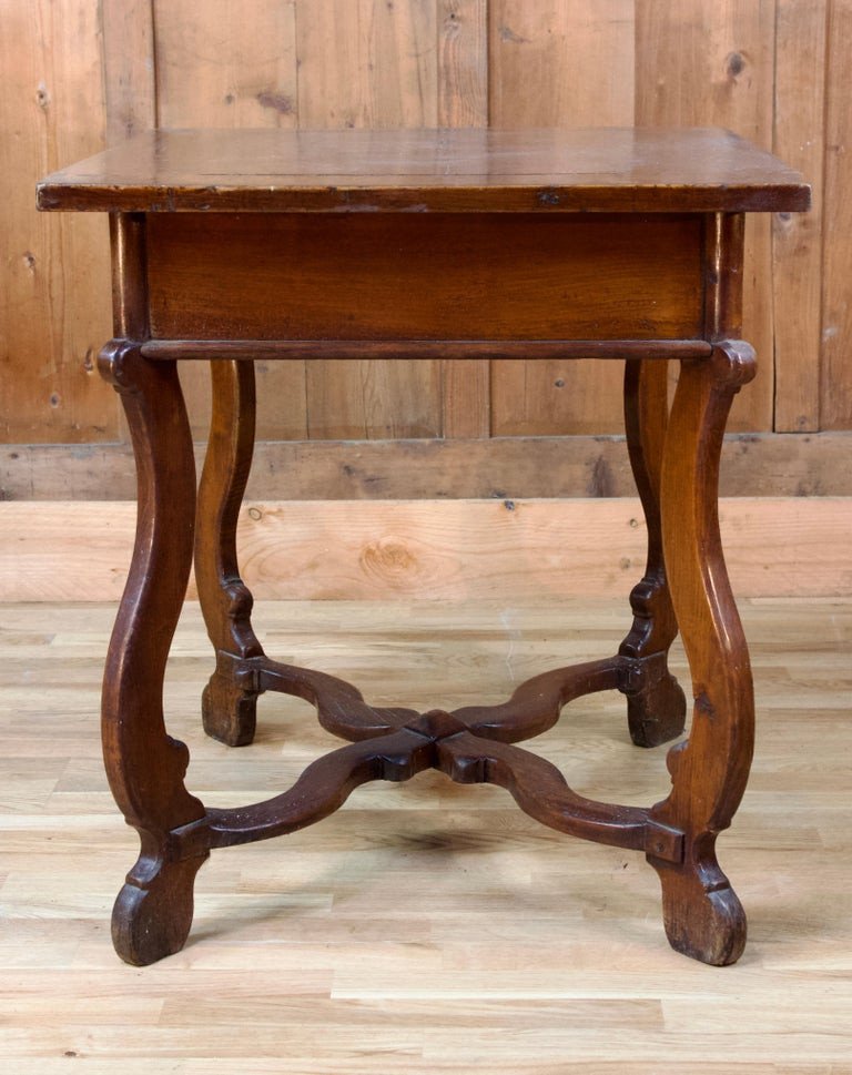 Petite Table Française "os De Mouton" En Bois Fruitier - Style Louis XIV - 19ème Siècle-photo-2