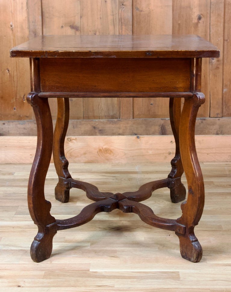 Petite Table Française "os De Mouton" En Bois Fruitier - Style Louis XIV - 19ème Siècle-photo-2