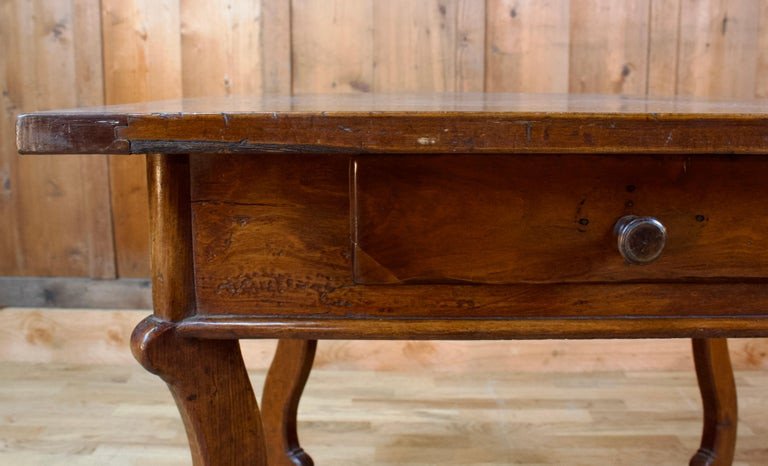 Petite Table Française "os De Mouton" En Bois Fruitier - Style Louis XIV - 19ème Siècle-photo-5