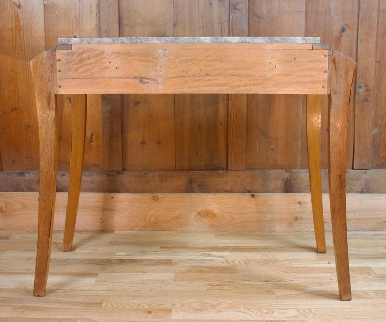 Coiffeuse, Console Art Déco Avec Plateau De Marbre - France - Vers 1940-photo-3