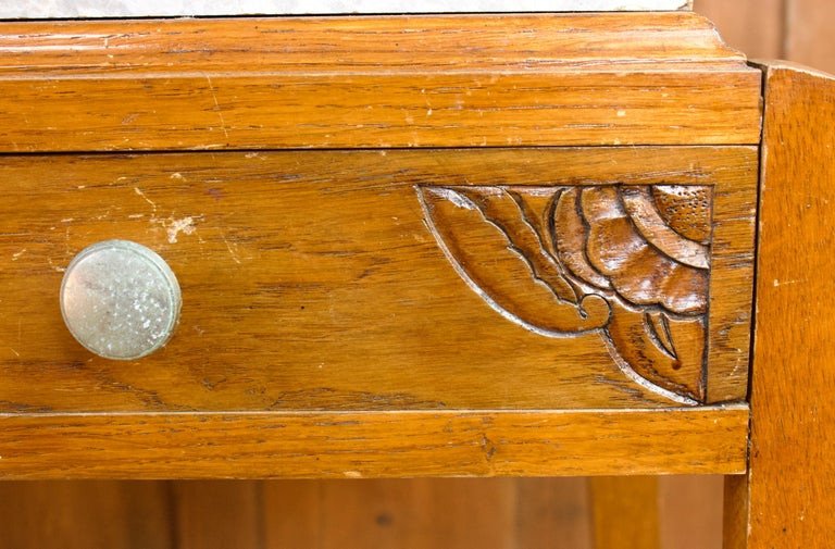 Coiffeuse, Console Art Déco Avec Plateau De Marbre - France - Vers 1940-photo-4