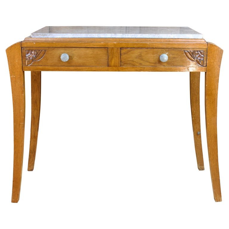 Dressing Table, Art Deco Console With Marble Top - France - Circa 1940