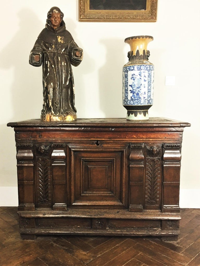 Coffre Renaissance Sculpté d'Anges / Angelots - Vers 1600 - XVIIth France-photo-2