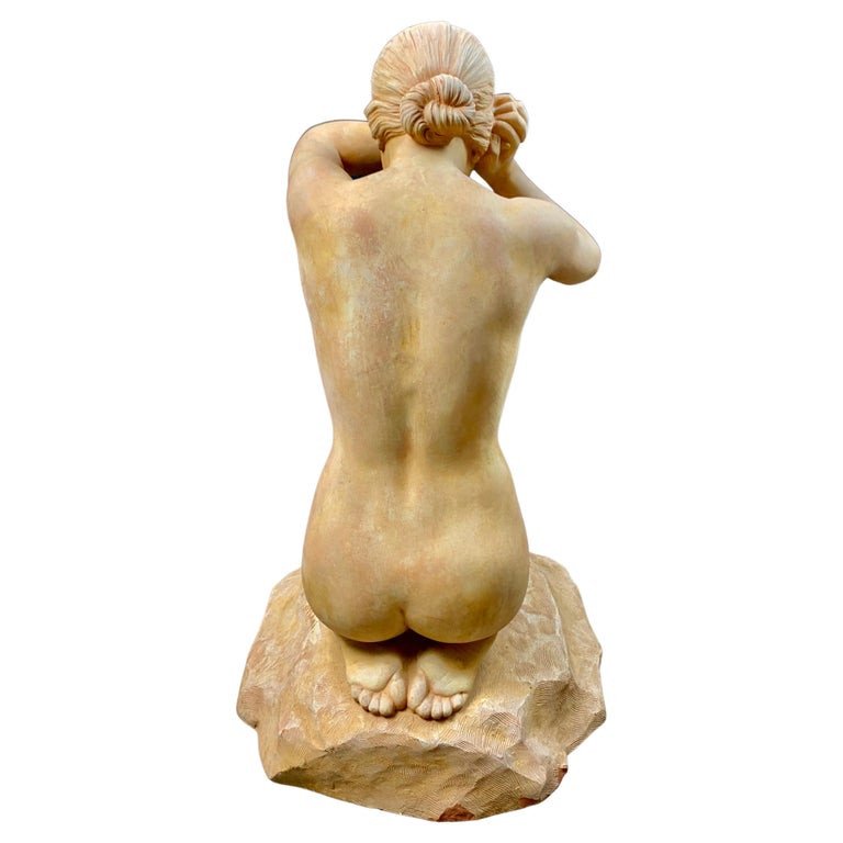 Terracotta Sculpture Of A Naked Woman "first Fault" - By Stanislas Lami - Art Nouveau-photo-3