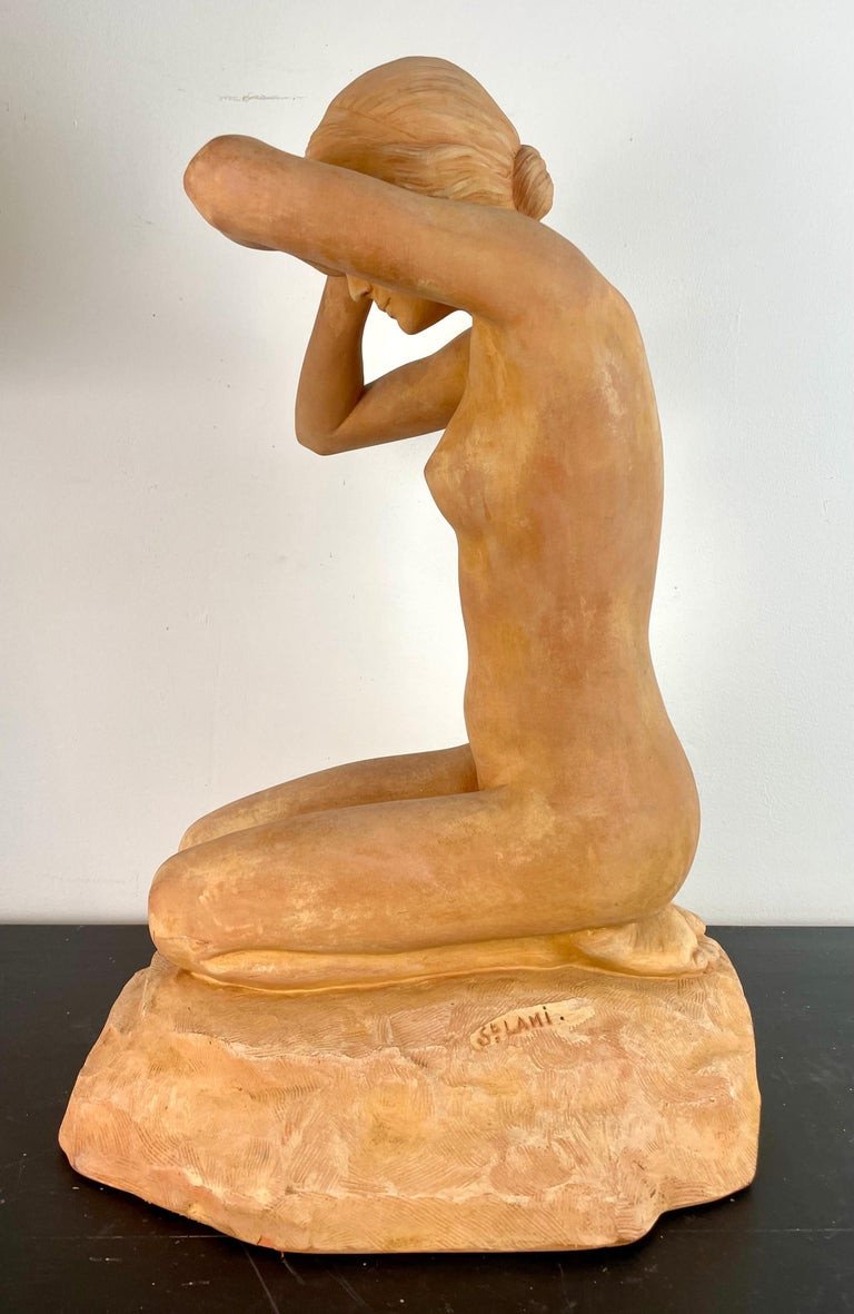 Terracotta Sculpture Of A Naked Woman "first Fault" - By Stanislas Lami - Art Nouveau-photo-3