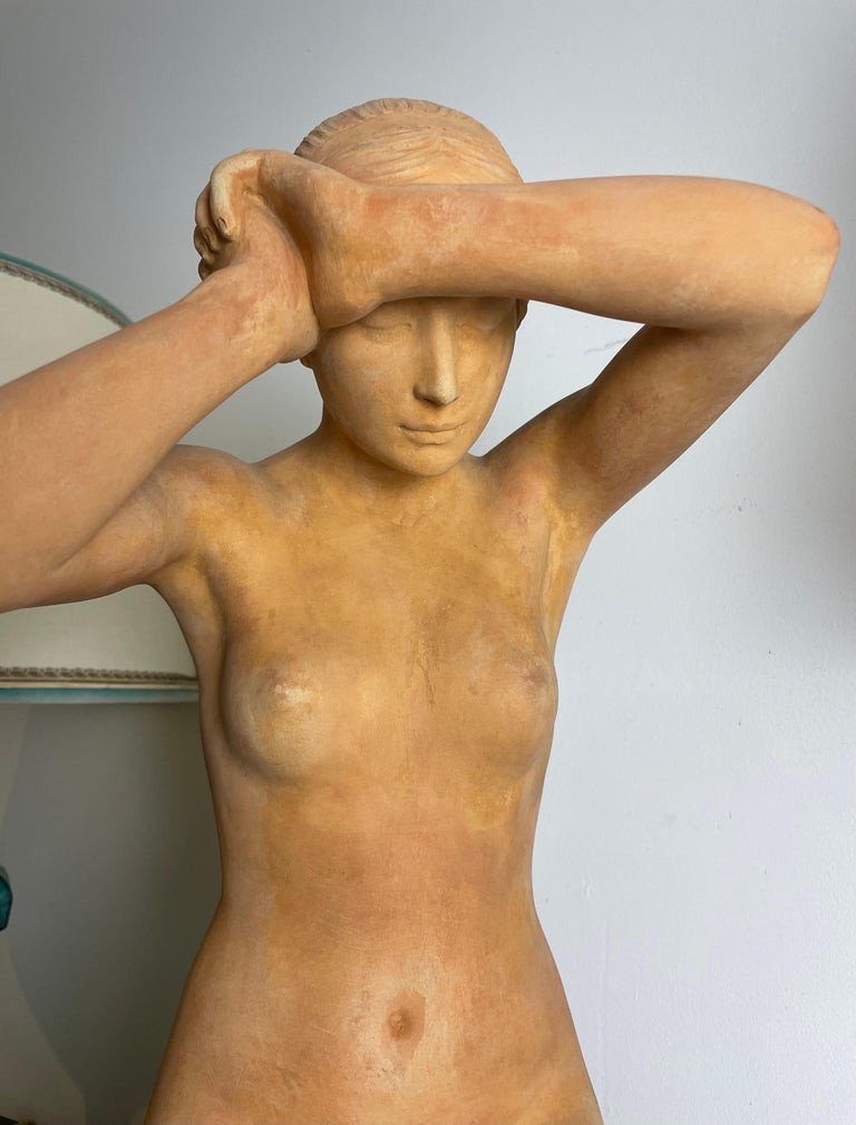 Terracotta Sculpture Of A Naked Woman "first Fault" - By Stanislas Lami - Art Nouveau-photo-5