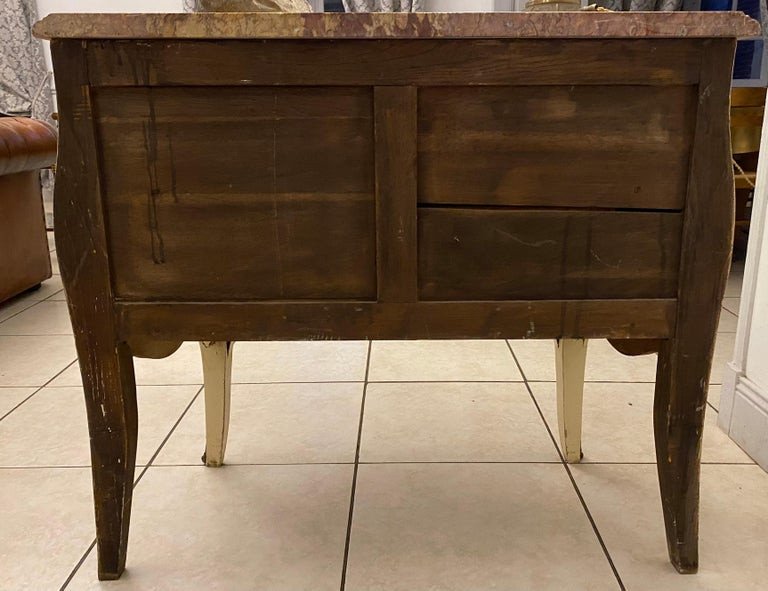 Venetian Painted Wood Commode With Floral And Marble Decor - Late 19th Century - Louis XV Style - Italy-photo-7