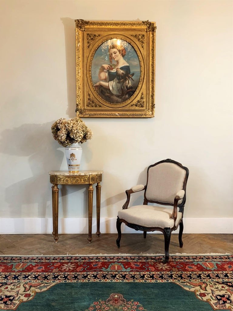 Fauteuil à La Reine Style Louis XV - Tapisserie En Lin - XIXème-photo-4