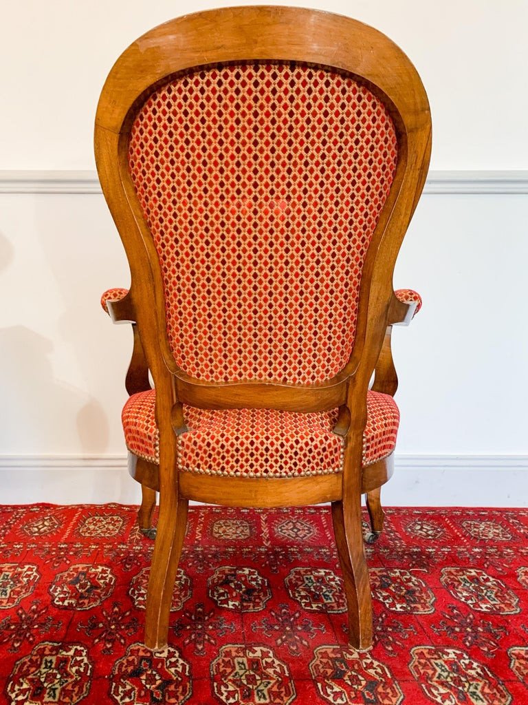 Louis XV Style Cabriolet Armchair - Bordeaux Red Tapestry - Mid 19th Century-photo-2