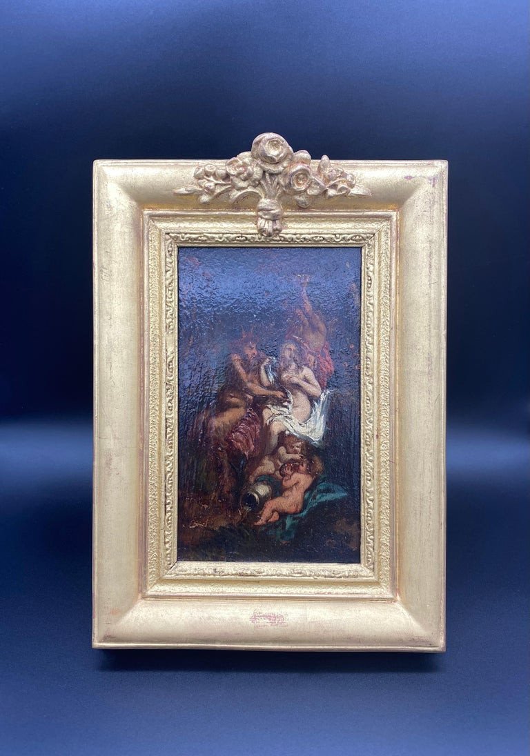 18th Century Italian School Painting "fauna And Nymph"-photo-2