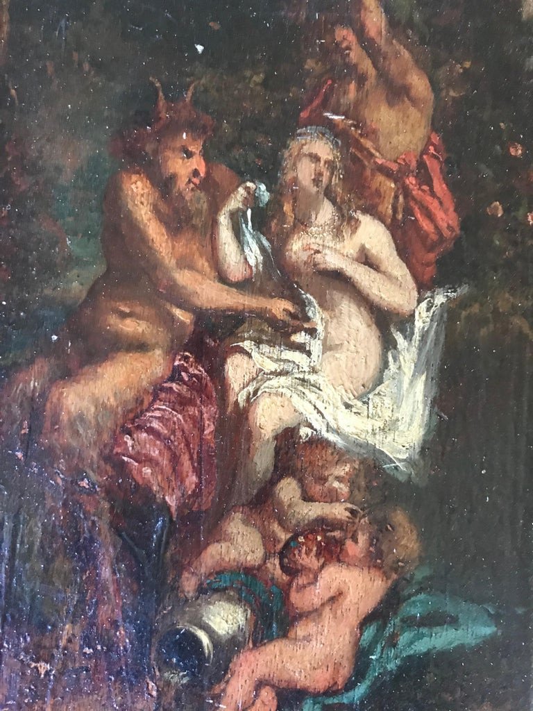 18th Century Italian School Painting "fauna And Nymph"-photo-3