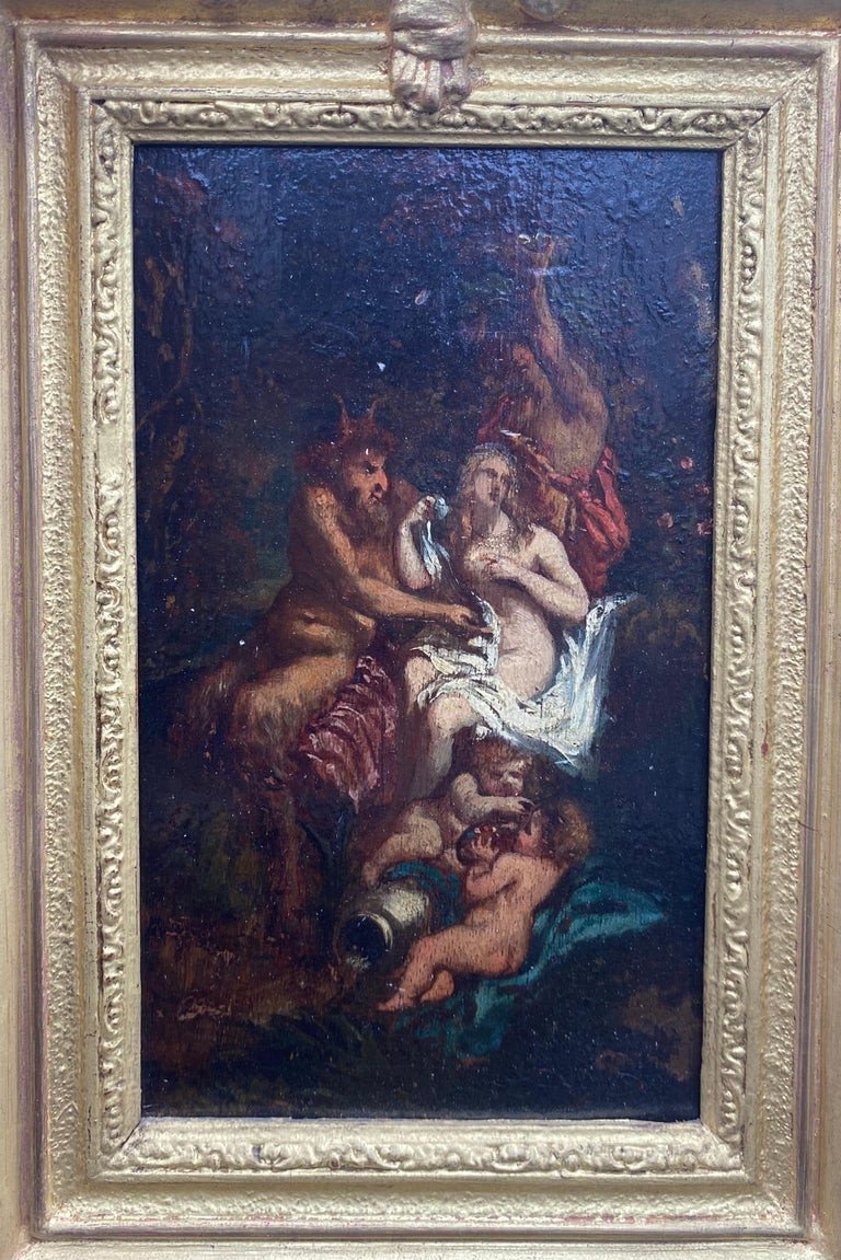 Tableau Ecole Italienne Du XVIIIème "faune Et Nymphe"-photo-4