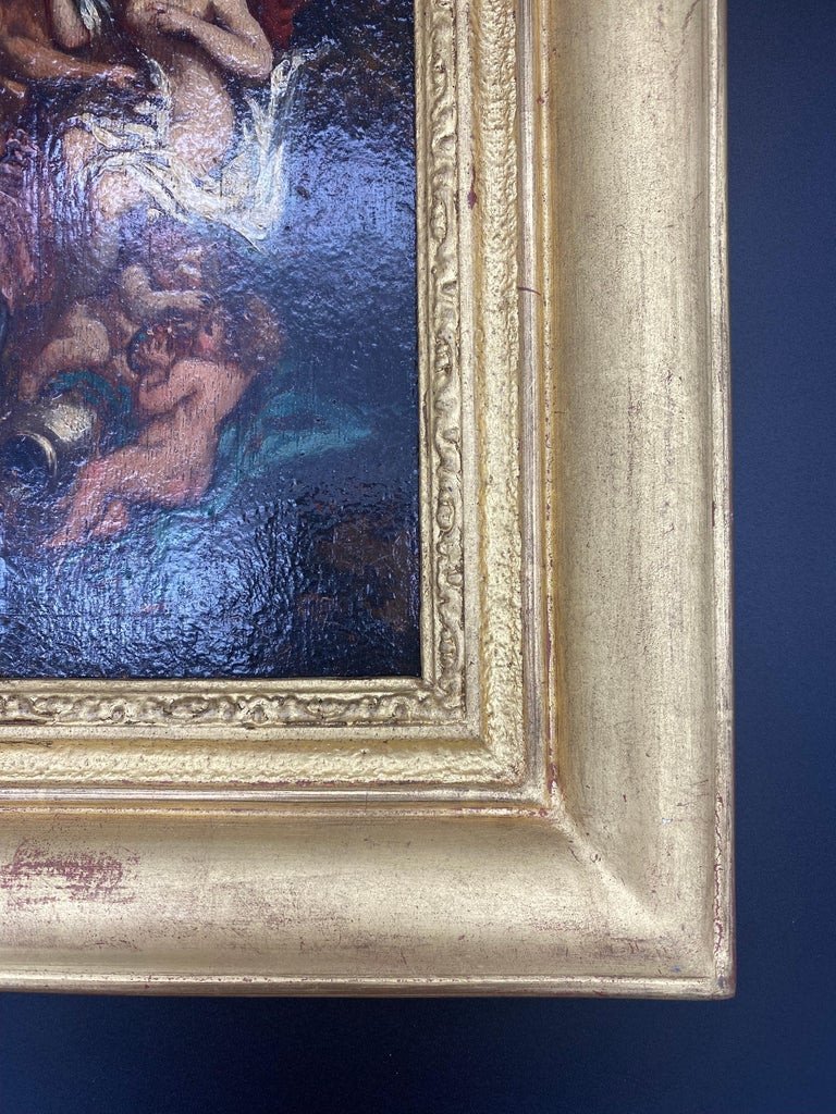 18th Century Italian School Painting "fauna And Nymph"-photo-3